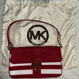 Michael Kors Red and White Crossbody Bag with Dust Bag
